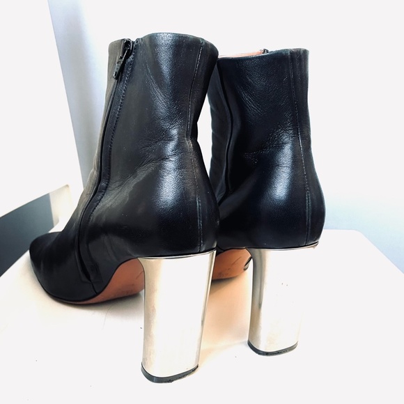 CELINE WOMEN'S ANKLE BOOTS, BLACK W/SILVER HEELS SIZE 41( PHOEBE PHILO VINTAGE) - Picture 3 of 6